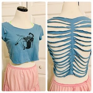 Vintage Upcycled Cropped Bettie Page Graphic Tee